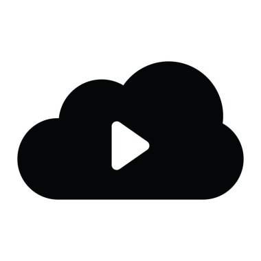 Glyph vektör tasarımında video bulut simgesi, bulut oynatıcı konsepti 
