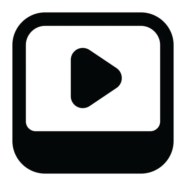 Icono Diseño Reproductor Vídeo Estilo Sólido Editable — Vector de stock