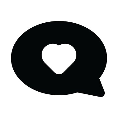 Kalp içinde konuşma balonu ikonu tasarımı, aşk sohbeti 