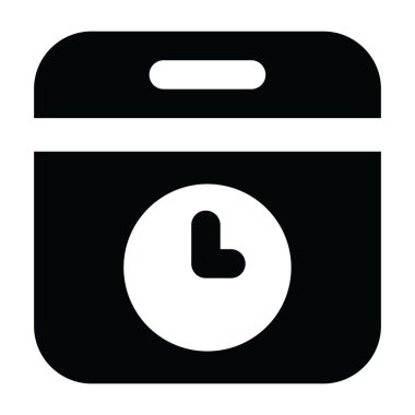 Katı vektörde takvim zaman çizelgesi simgesini gösteren saat 