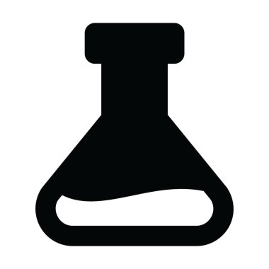 Katı vektör içinde kimyasal matara simgesi deneyleri için bir laboratuvar aleti. 