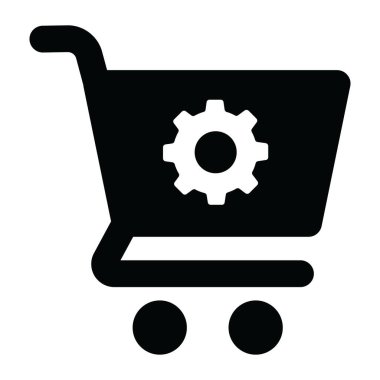 Alışveriş arabasındaki çark, ekommerce çözüm simgesi