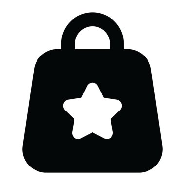 Üzerinde çizgi ve yıldız olan küçük bir çanta, en sevilen torba simgesi katı vektör