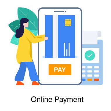 Akıllı telefonun içindeki banka kartı, online ödeme kavramı 