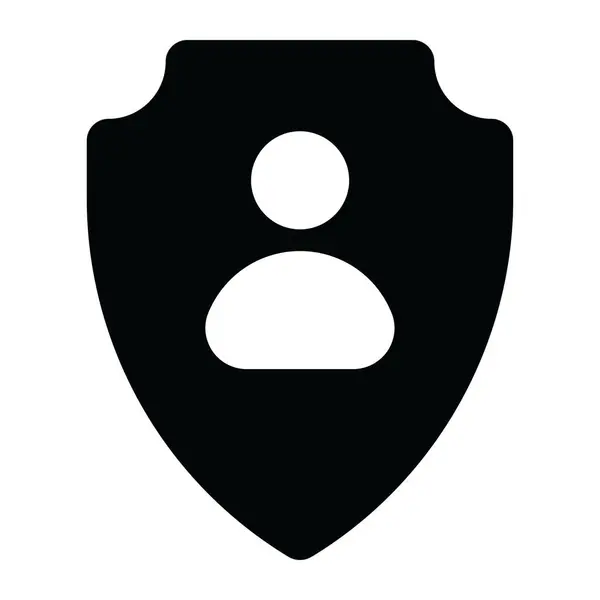 シールド内の人 個人のセキュリティアイコンのベクトル設計 — ストックベクタ