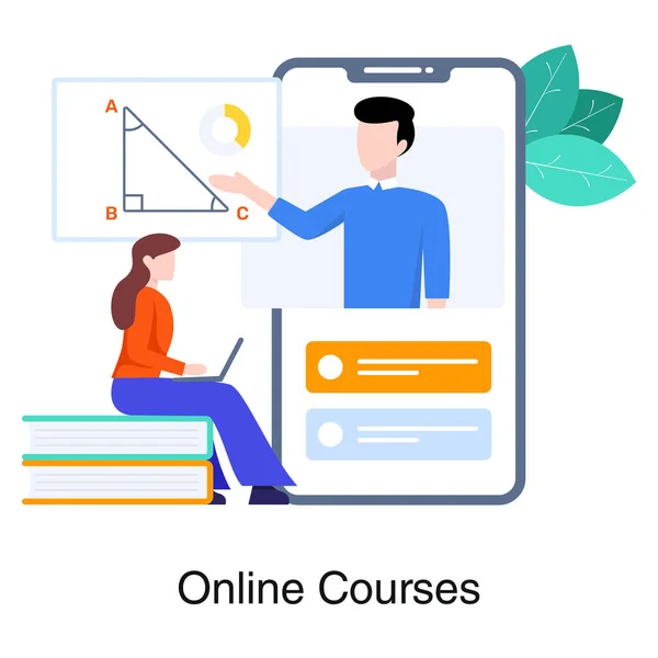 Modern Style Online Courses Illustration — Stock Vector