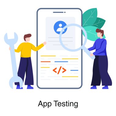 Mobil uygulama testinin düzenlenebilir düz vektör tasarımı 