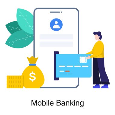 Akıllı telefonun içindeki banka kartı, mobil bankacılık kavramı  