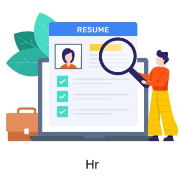 Profilde büyüteç tasarımı, düz vektör biçiminde saat 