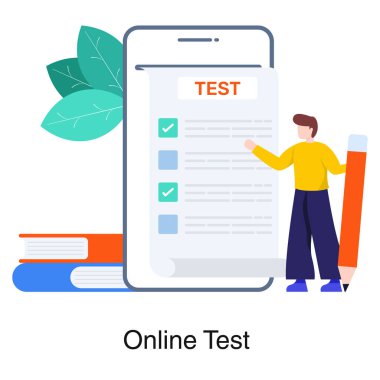 Çevrimiçi sınav illüstrasyonunun düz vektör tasarımı