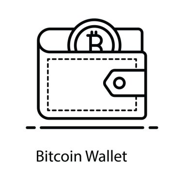 Düz vektör tasarımında bir bitcoin cüzdan simgesi 