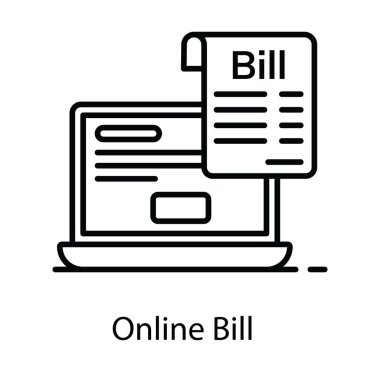 Çevrimiçi fatura ödeme simgesi düz tasarım, e ticaret konsepti vektörü 