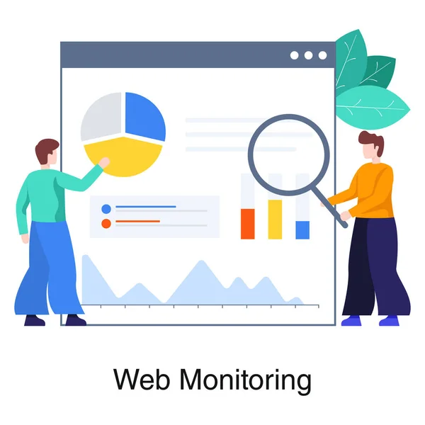 Ilustrovaný Design Monitoringu Webu Plochém Stylu — Stockový vektor