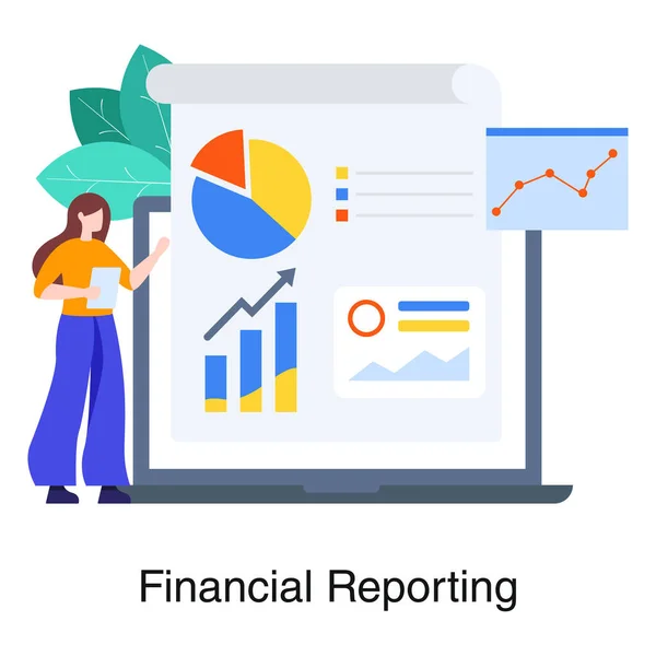 Finansiell Rapportering Illustration Platt Stil Statistik Illustration — Stock vektor