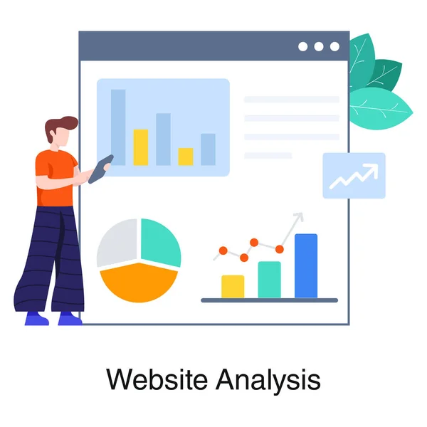 Website Analysis Illustration Flat Style Web Infographic Vector — Stock Vector