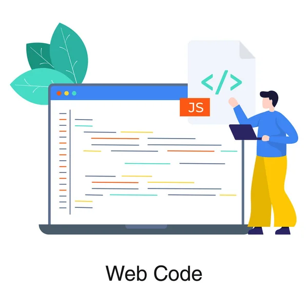 ウェブコードイラストの編集可能なモダンなスタイルベクトル — ストックベクタ
