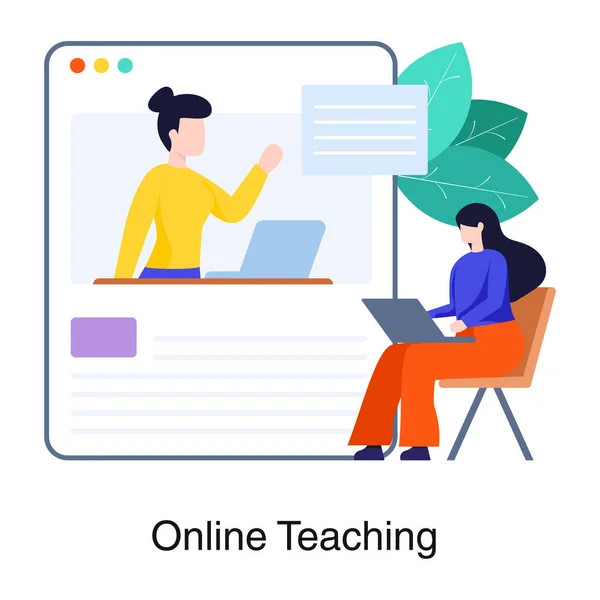 Flat Design Online Teaching Illustration — Stock Vector