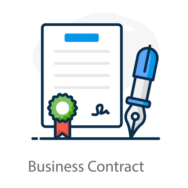 Diseño Iconos Firma Contrato Comercial Vector Plano — Vector de stock