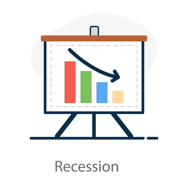 Ícone Apresentação Gráfica Design Plano Recessão Empresarial — Vetor de Stock