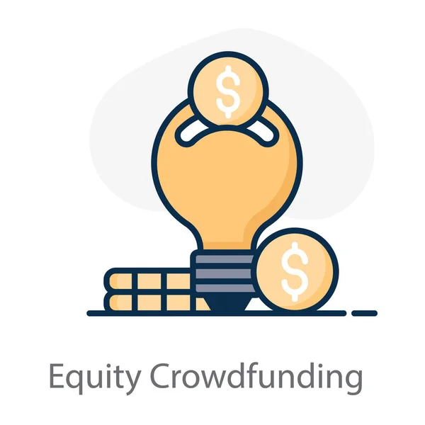 Δολάριο Λάμπα Φωτός Εικονίδιο Έννοιας Crowdfunding Ιδίων Κεφαλαίων — Διανυσματικό Αρχείο
