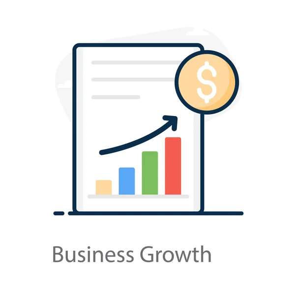 Business Growth Chart Ion Flat Design — Stock Vector