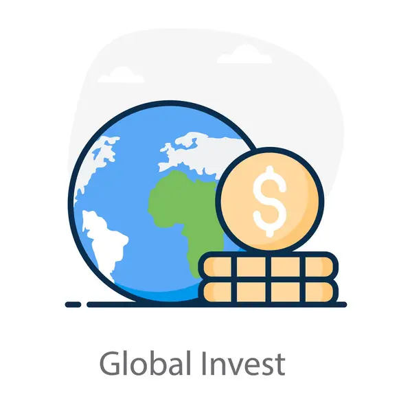 Globe Avec Dollar Icône Concept Investissement Mondial — Image vectorielle