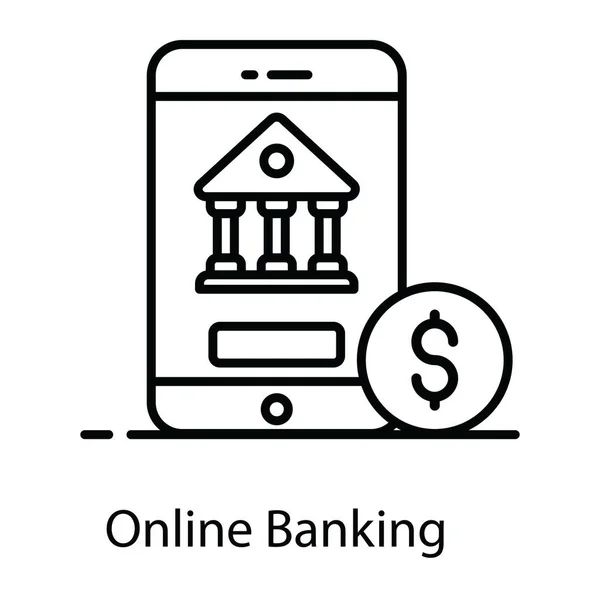 Bankgebouw Binnen Smartphone Met Dollar Concept Van Online Bankieren Pictogram — Stockvector