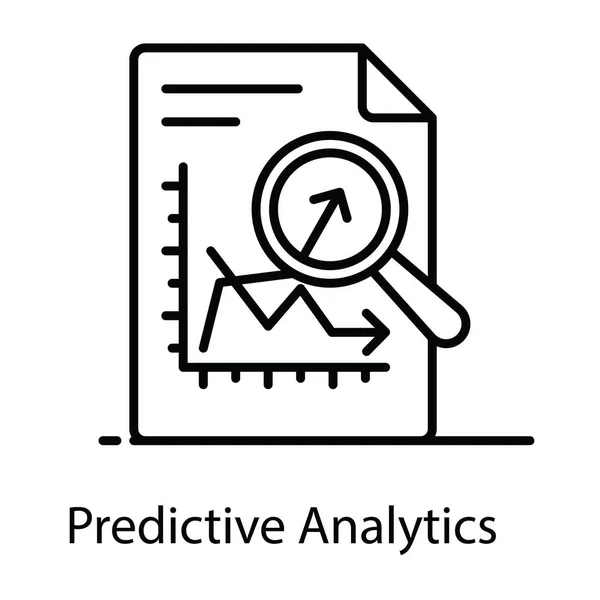Wykres Liniowy Pod Szkłem Powiększającym Ikona Analityki Predykcyjnej — Wektor stockowy