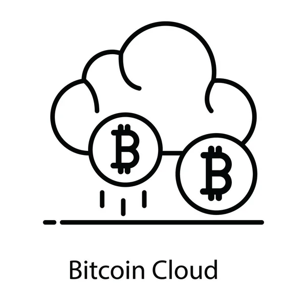 Design Ícone Nuvem Bitcoin Estilo Vetorial Plana Editável — Vetor de Stock