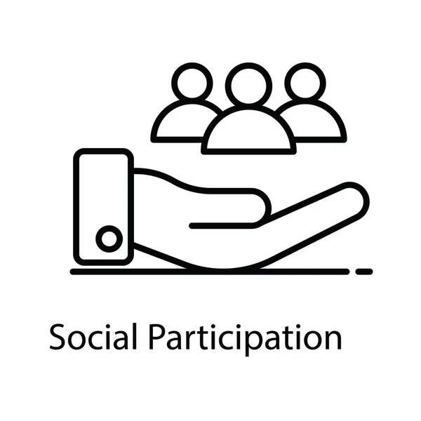 Design Vetorial Plano Ícone Participação Social —  Vetores de Stock