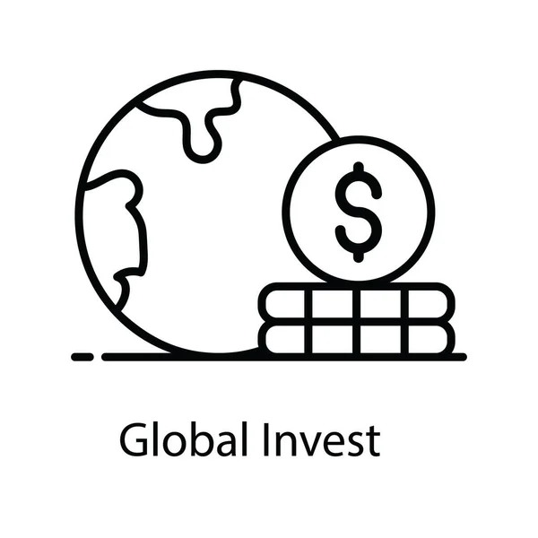 Globe Avec Dollar Icône Concept Investissement Mondial — Image vectorielle