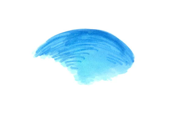 Ręcznie rysowana niebieska plama znacznika na białym tle. — Zdjęcie stockowe