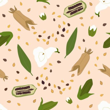 Sesame seamless pattern for fabric design. clipart