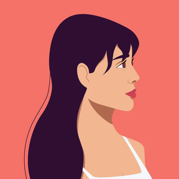 Chica Asiática Plana Vector Color Carácter — Vector de stock