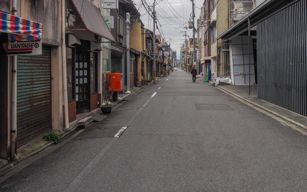 Giappone Koriyama Aprile 2017 Lunga Strada Residenziale Che Perdita Occhio — Foto Stock