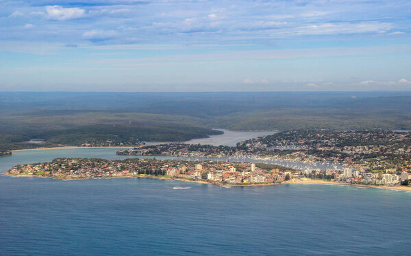 Aerial view of Cronulla Beach and Sutherland shire area of Sydney