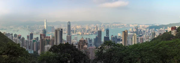 Panoramisch Uitzicht Skyline Van Hong Kong Victoria Peak — Stockfoto