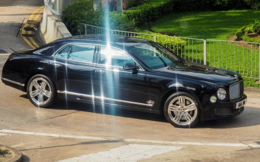 Hong Kong-28 Nisan 2017: nadir ve pahalı Bentley Mulsanne lüks araba üretici gelen amiral gemisi modeli