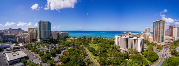 Aerial Panoramic View Waikiki Beautiful Sunny Day — Stock Photo, Image