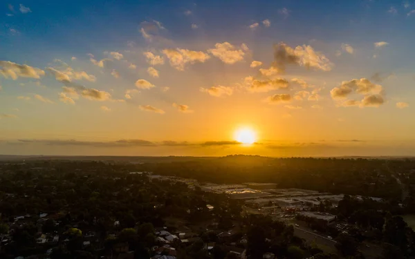 Východ slunce a panorama města Melbourne — Stock fotografie