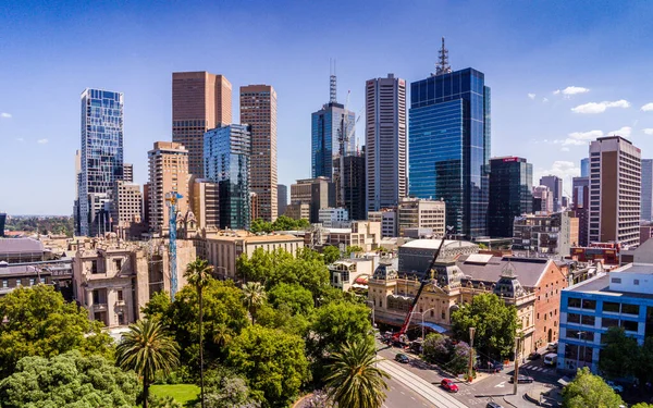 Vista aérea del CDB de Melbourne desde Spring Street — Foto de Stock