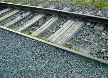 Tek başına Auschwitz Birkenau 'daki imha kampının tren rayları.