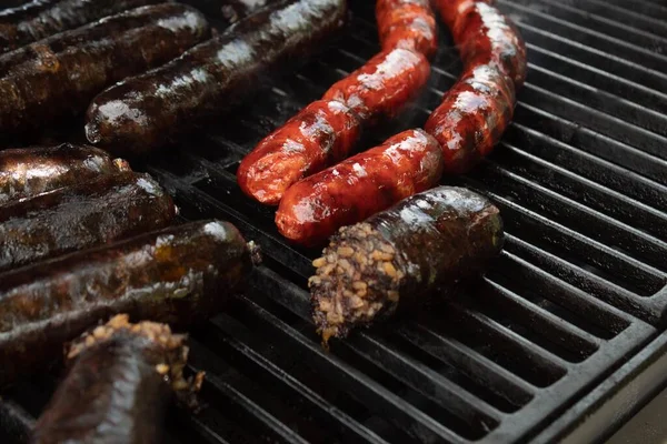 Chorizo Black Pudding Barbecue Burgos Rice Ready Eat Friends Summer — Stock Photo, Image