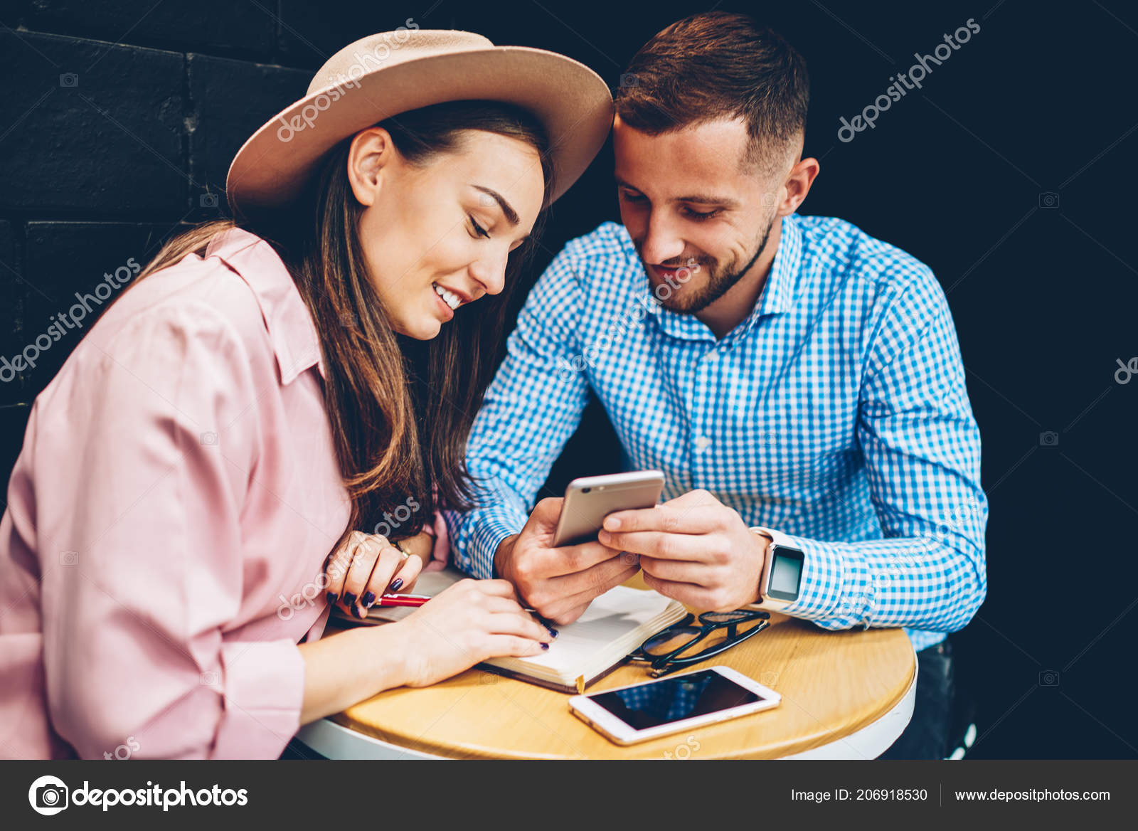 Smiling Male Female Best Friends Making Booking Together Web Page Stock Photo by Β©GaudiLab 206918530 Smiling Male Female Best Friends Making Booking Together Web Page Stock Photo by Β©GaudiLab 206918530