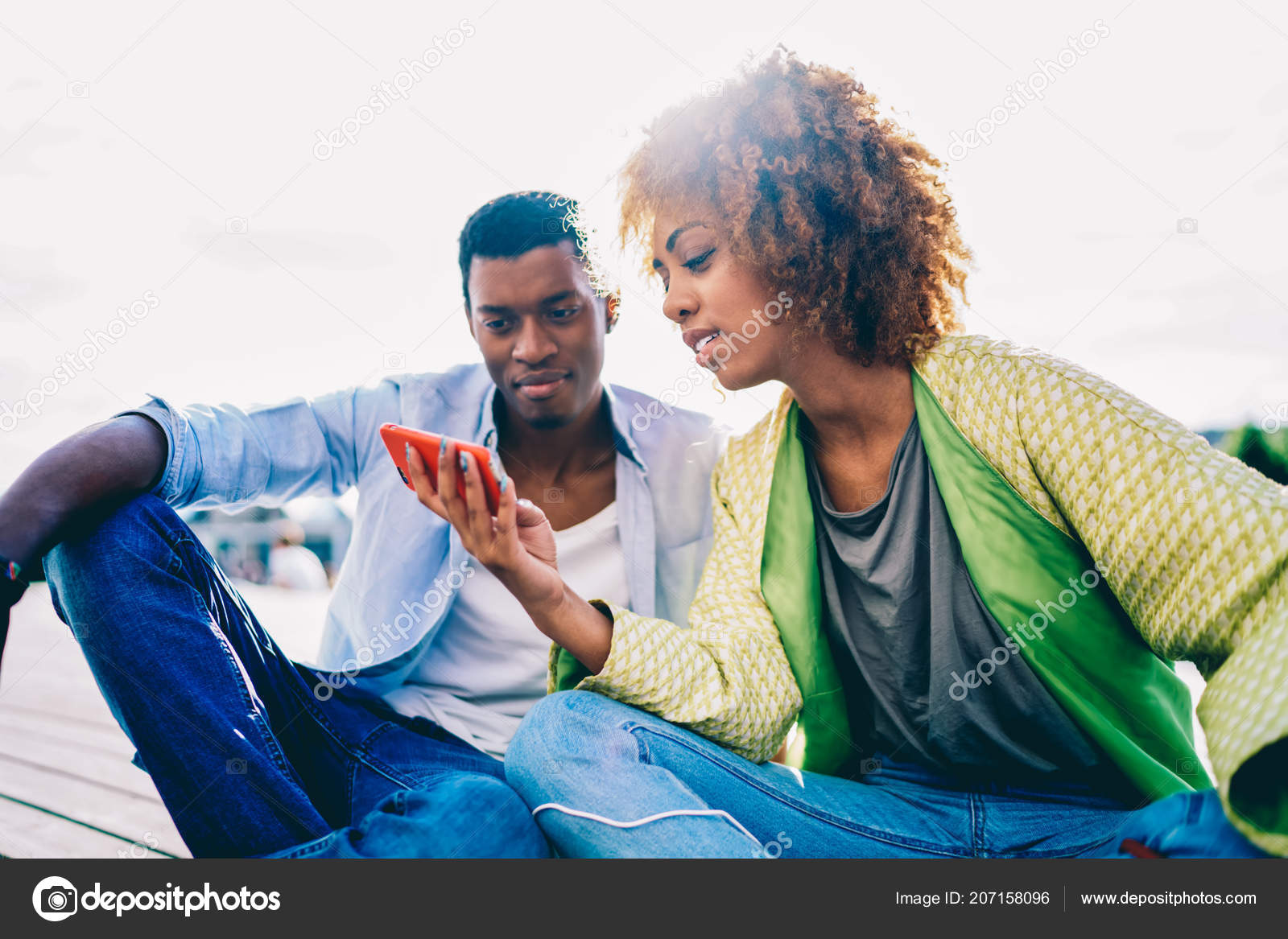 Pretty Afro American Girl Curly Hair Showing His Boyfriend Video