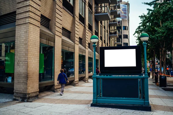 New York City Subway Entrance Clear Empty Billboard Copy Space — стоковое фото