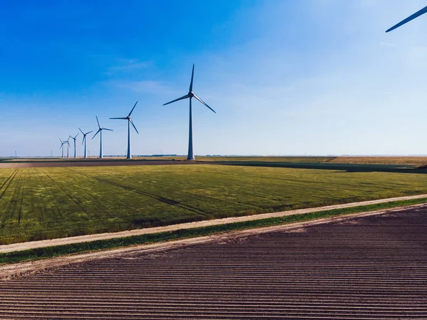 Metal Windmills Spinning Constructions Because Wind Blowing Generate Clean Ecological — Stock Photo, Image