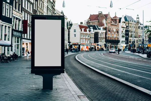 Cartelera Transparente Calle Ciudad Con Pantalla Espacio Copia Blanco Para — Foto de Stock