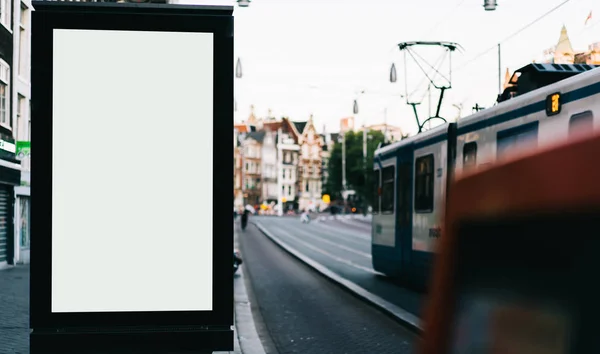 Спорожнити Білборд Міській Вулиці Порожнім Екраном Копіювання Реклами Або Рекламного — стокове фото