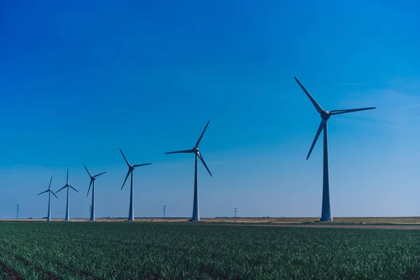 Metallic Huge Windmill Rural Field Area Covered Wind Blowing Proving — Stock Photo, Image